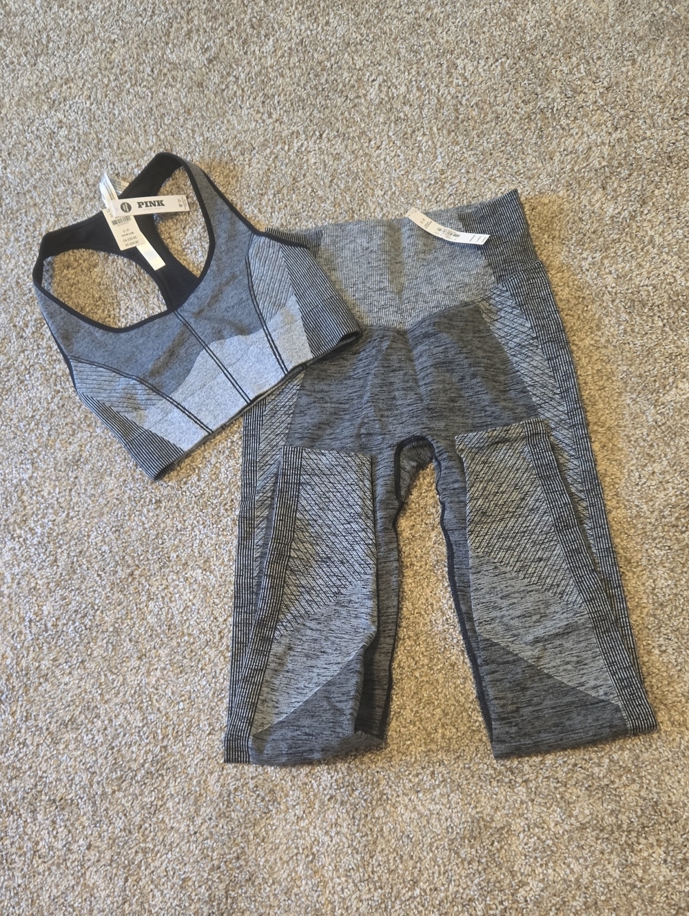 PINK Victoria's Secret Gray Seamless Workout Set